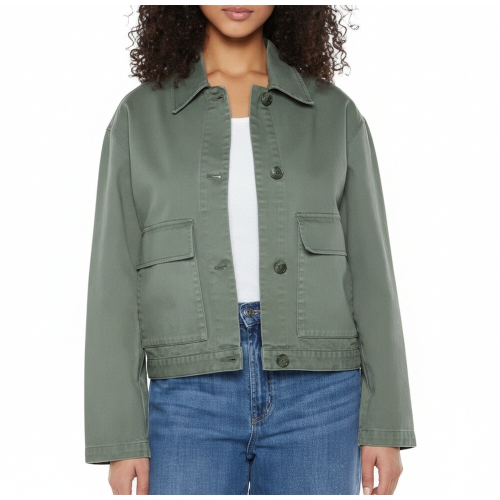 GAP Women XXL Olive Green Cotton Utility Chore Jacket Button Front 1858834